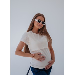 Футболка для беременных с секретом для кормления Молочная